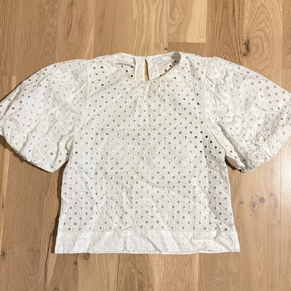 Joe's Jeans White Eyelet Cotton Cottagecore Blouse
